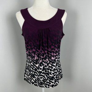 Calvin Klein Sleeveless Blouse Black White Purple Career Small
